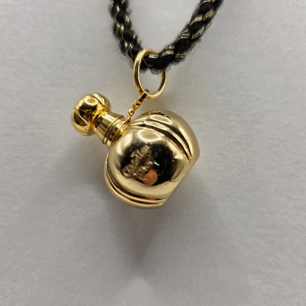 Christian Dior Poison Perfume Bottle Pendant Necklace Vintage Gold plated Black
